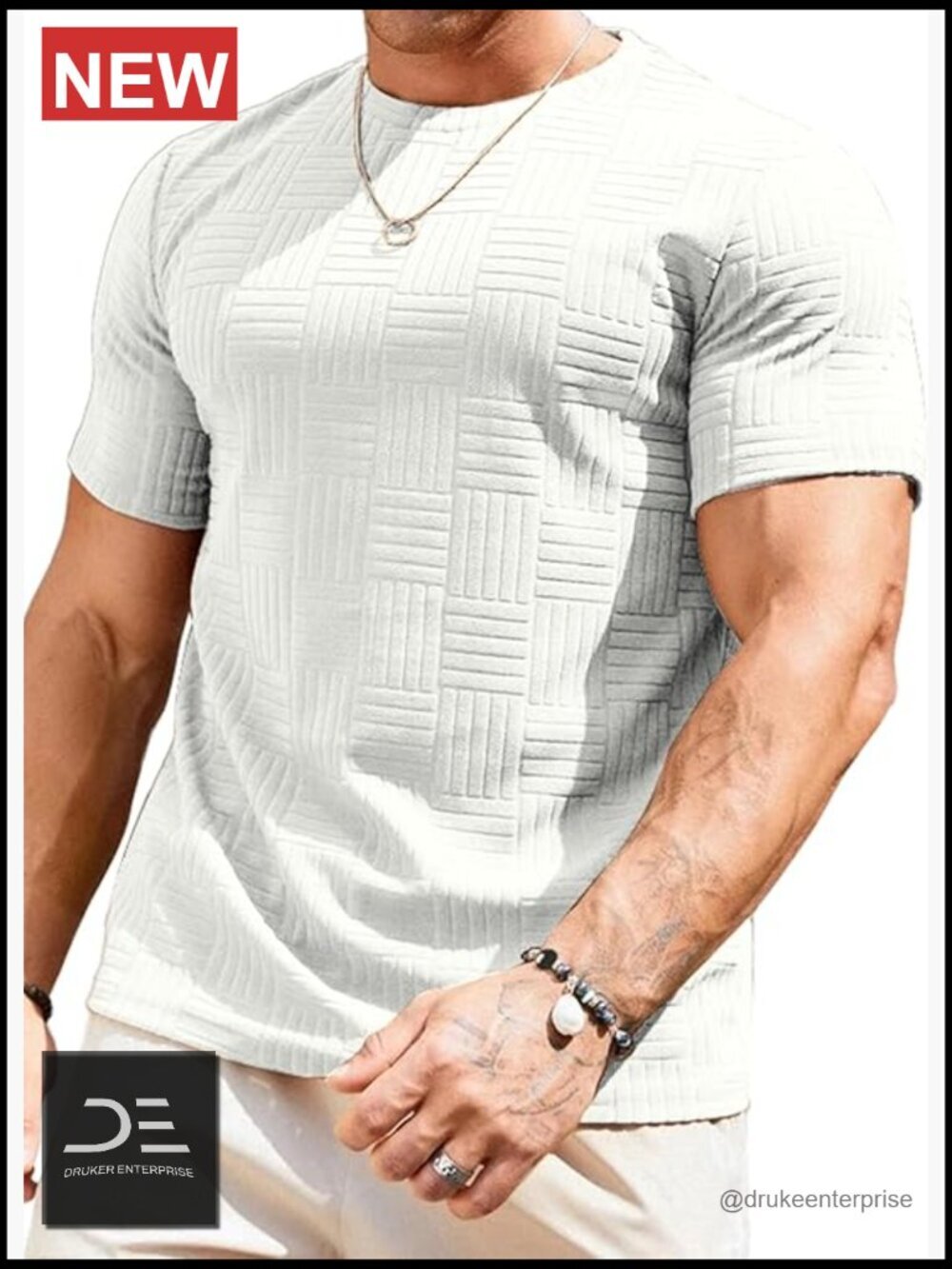 Mens T-Shirt Casual Stretch Solid Crewneck Short Sleeve Tees Textured Shirts